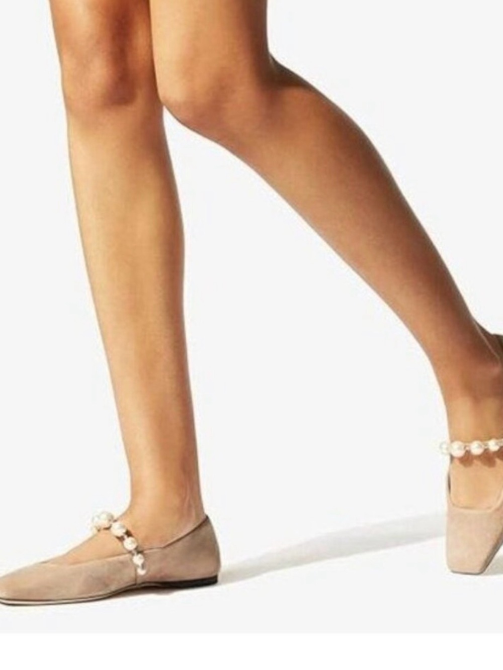 NWOT kate spade Taupe Suede Pearl-Strap Ballet Flats
